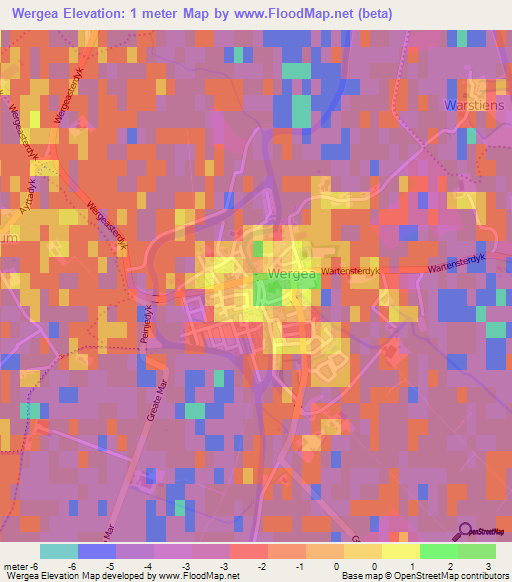 Wergea,Netherlands Elevation Map