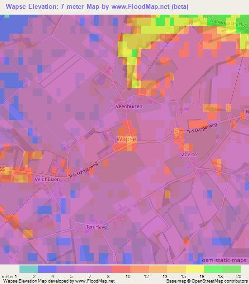 Wapse,Netherlands Elevation Map