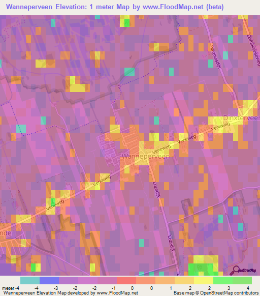 Wanneperveen,Netherlands Elevation Map
