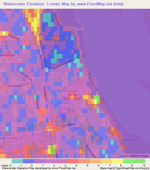 Walsoorden,Netherlands Elevation Map