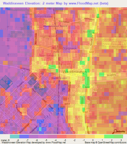 Waddinxveen,Netherlands Elevation Map
