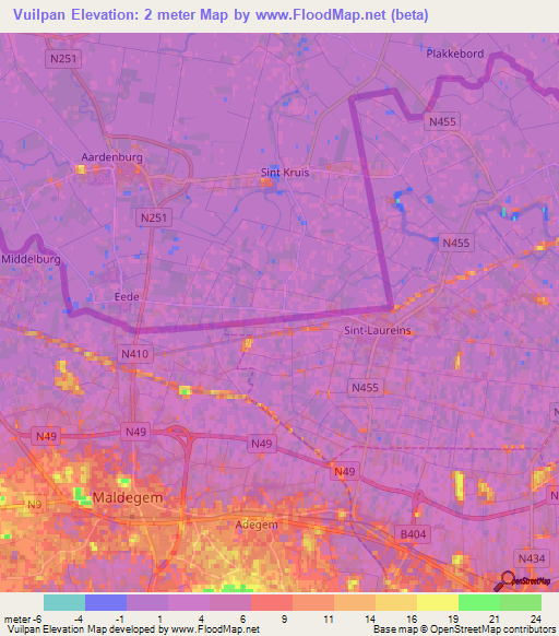 Vuilpan,Netherlands Elevation Map