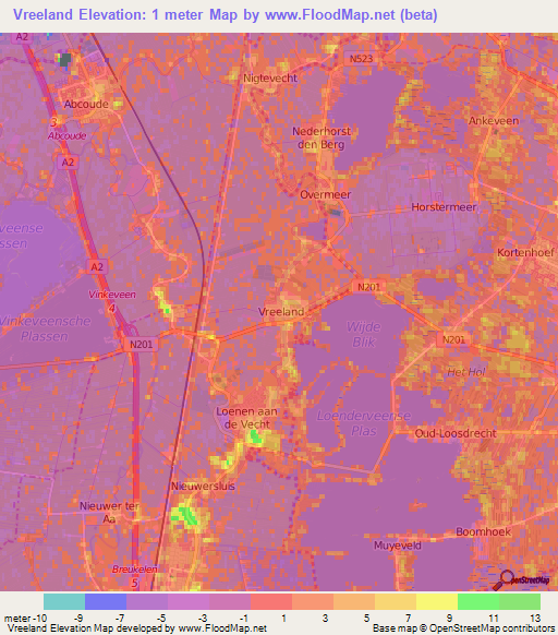 Vreeland,Netherlands Elevation Map