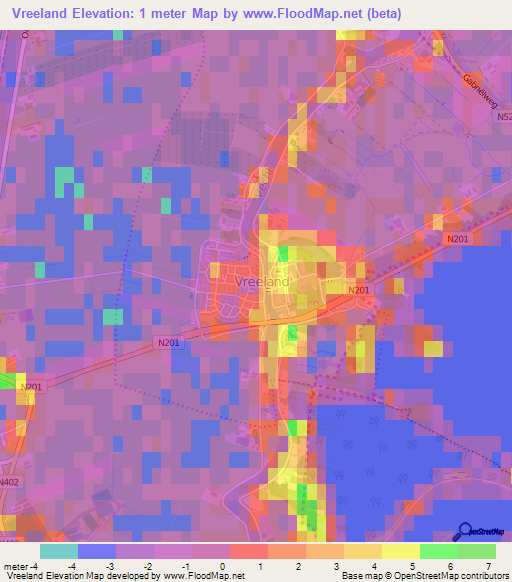 Vreeland,Netherlands Elevation Map