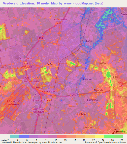 Vredeveld,Netherlands Elevation Map