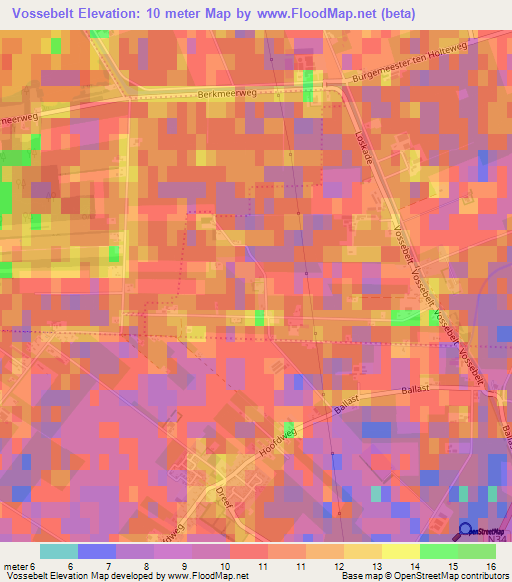 Vossebelt,Netherlands Elevation Map
