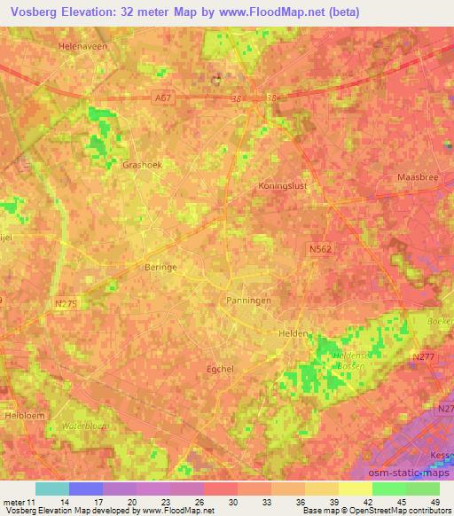 Vosberg,Netherlands Elevation Map