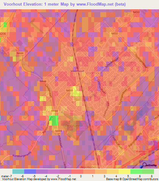 Voorhout,Netherlands Elevation Map