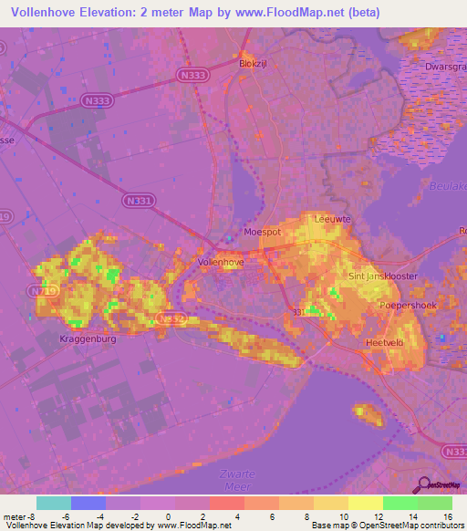 Vollenhove,Netherlands Elevation Map