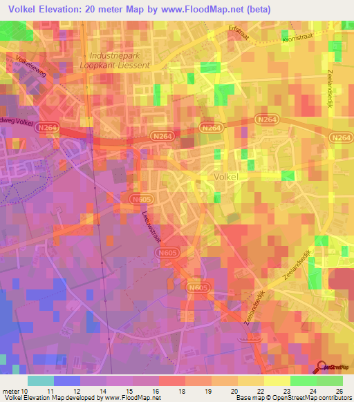 Volkel,Netherlands Elevation Map