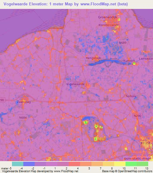 Vogelwaarde,Netherlands Elevation Map