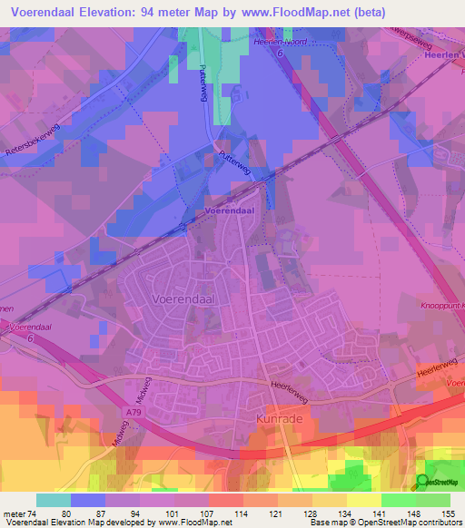 Voerendaal,Netherlands Elevation Map