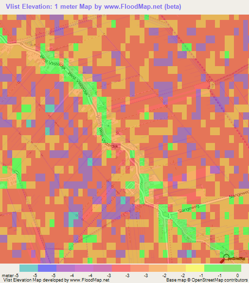 Vlist,Netherlands Elevation Map