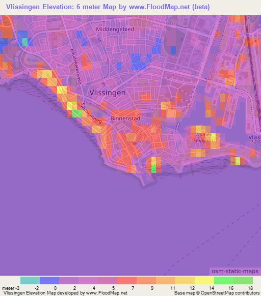 Vlissingen,Netherlands Elevation Map