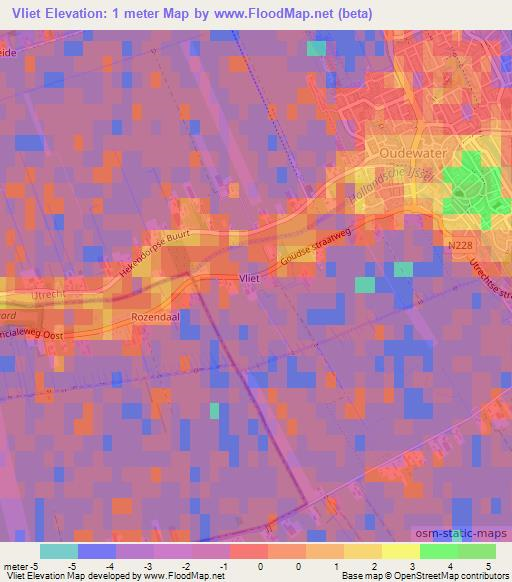 Vliet,Netherlands Elevation Map