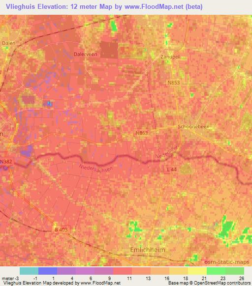 Vlieghuis,Netherlands Elevation Map