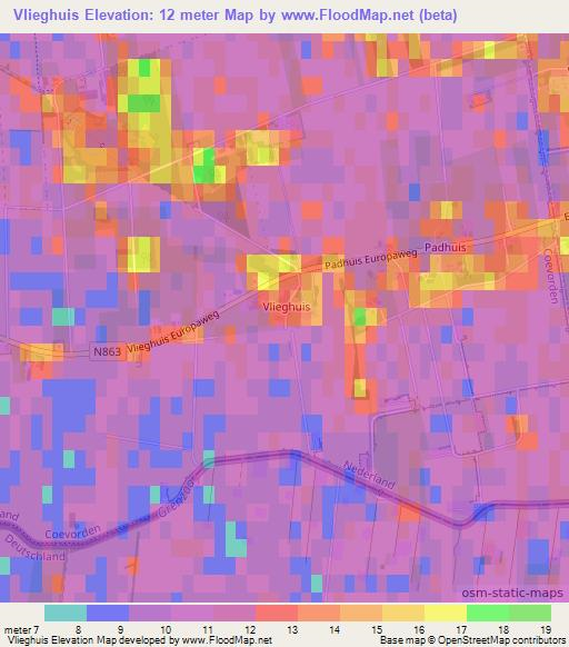 Vlieghuis,Netherlands Elevation Map