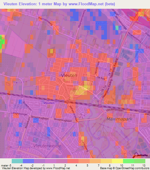 Vleuten,Netherlands Elevation Map