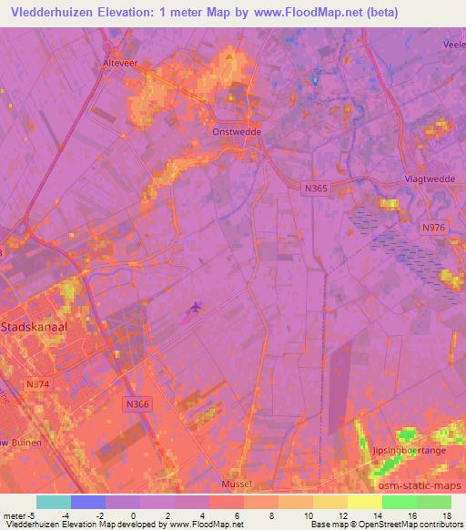 Vledderhuizen,Netherlands Elevation Map