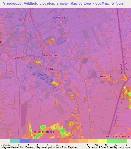 Vlagtwedder-Veldhuis,Netherlands Elevation Map