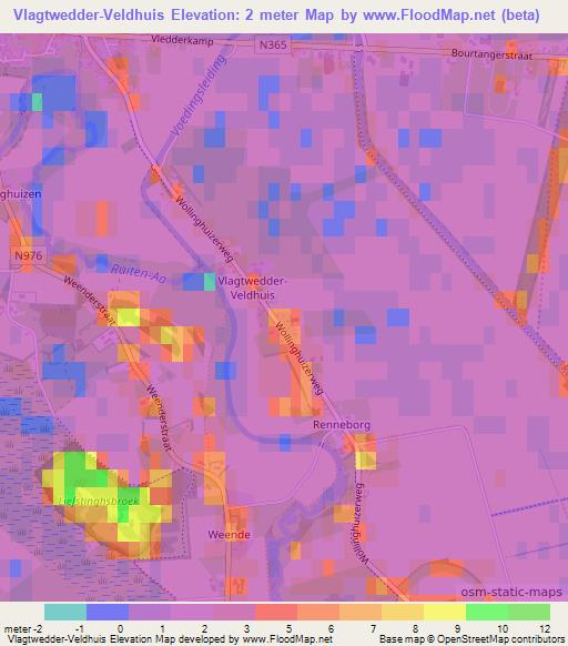 Vlagtwedder-Veldhuis,Netherlands Elevation Map