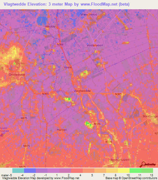 Vlagtwedde,Netherlands Elevation Map