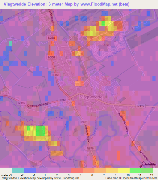 Vlagtwedde,Netherlands Elevation Map