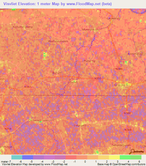 Visvliet,Netherlands Elevation Map