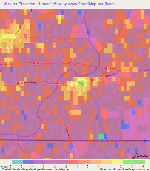 Visvliet,Netherlands Elevation Map