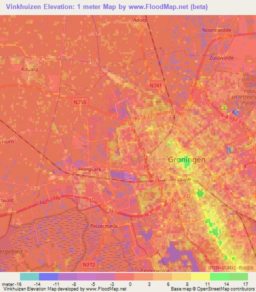 Vinkhuizen,Netherlands Elevation Map