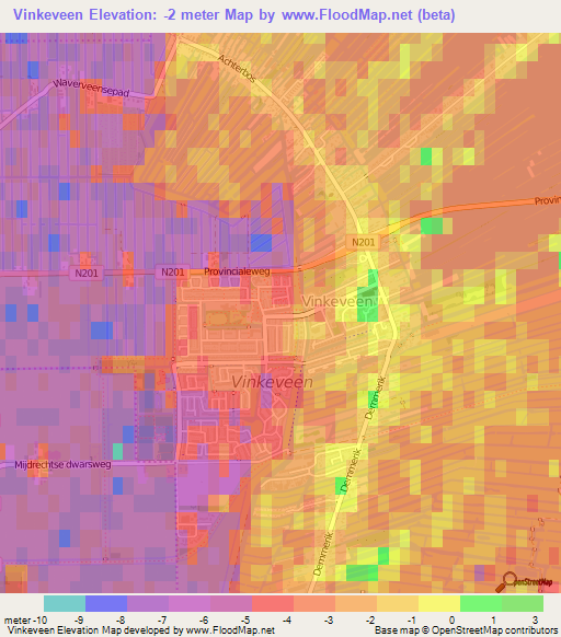 Vinkeveen,Netherlands Elevation Map