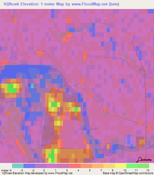 Vijfhoek,Netherlands Elevation Map