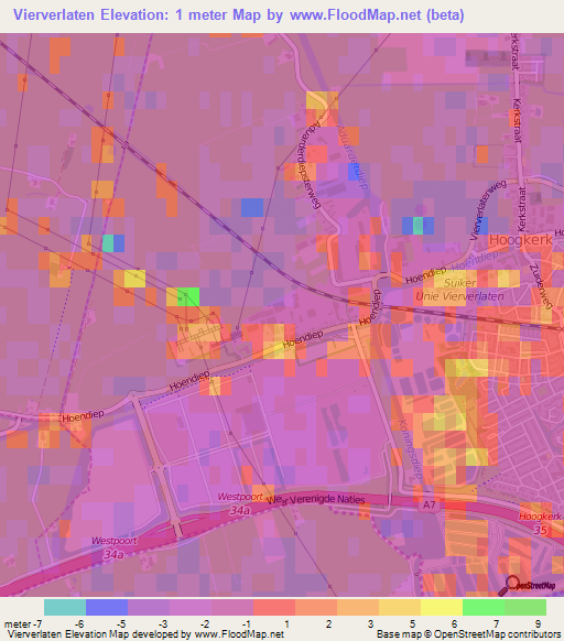 Vierverlaten,Netherlands Elevation Map