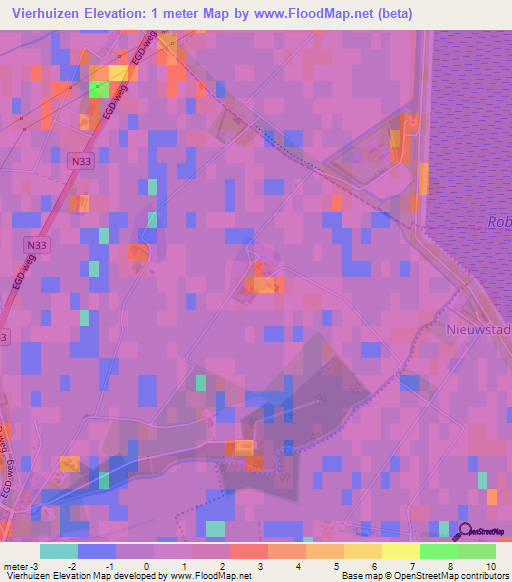 Vierhuizen,Netherlands Elevation Map