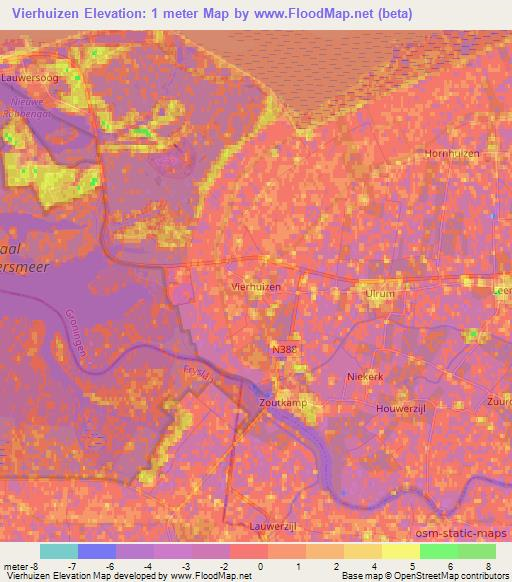 Vierhuizen,Netherlands Elevation Map