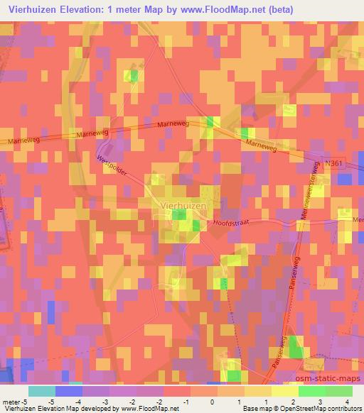 Vierhuizen,Netherlands Elevation Map