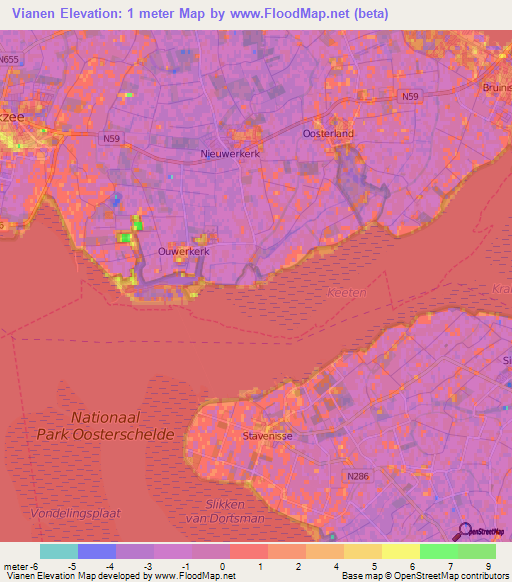 Vianen,Netherlands Elevation Map