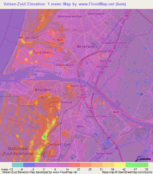Velsen-Zuid,Netherlands Elevation Map