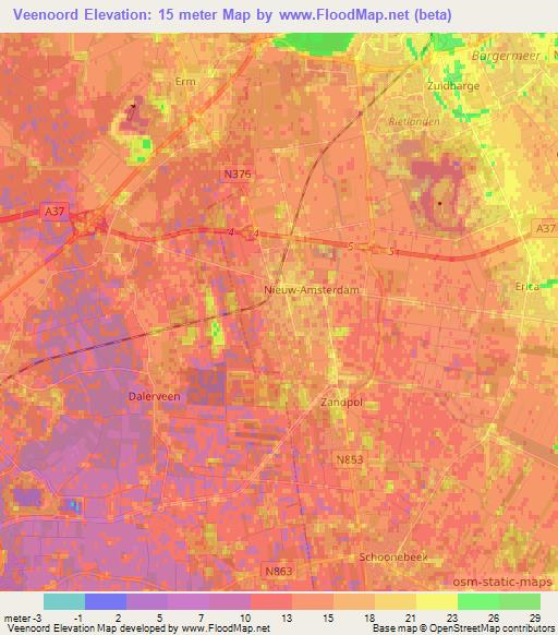 Veenoord,Netherlands Elevation Map