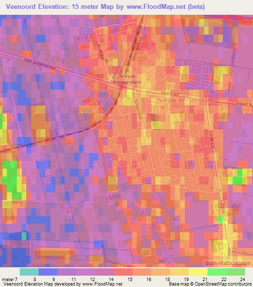 Veenoord,Netherlands Elevation Map