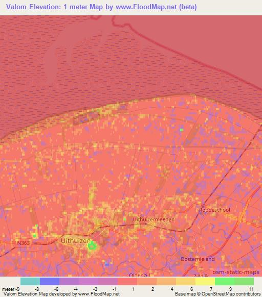 Valom,Netherlands Elevation Map