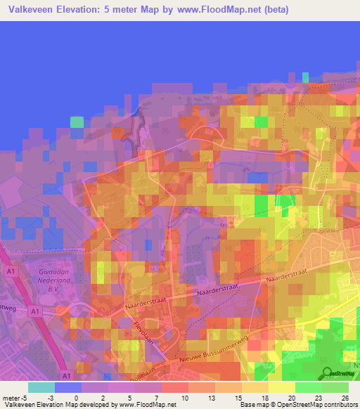 Valkeveen,Netherlands Elevation Map