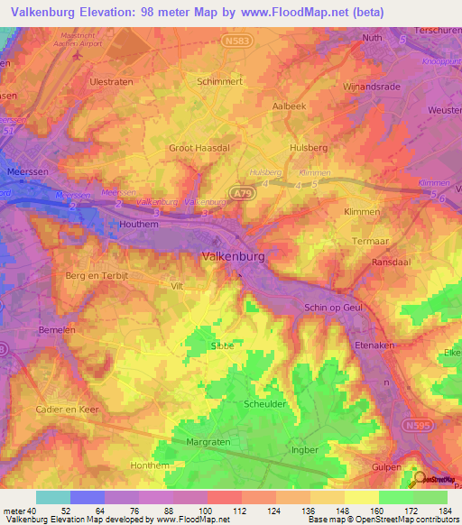 Valkenburg,Netherlands Elevation Map