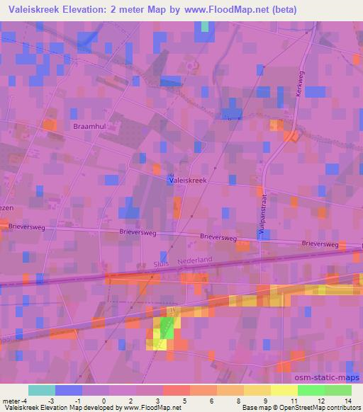 Valeiskreek,Netherlands Elevation Map