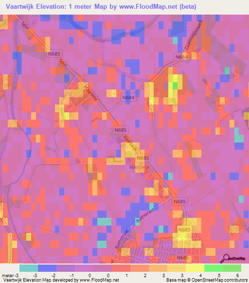 Vaartwijk,Netherlands Elevation Map