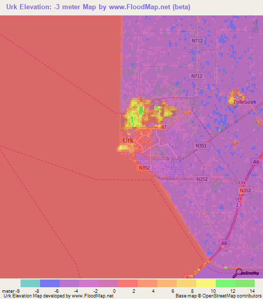 Urk,Netherlands Elevation Map