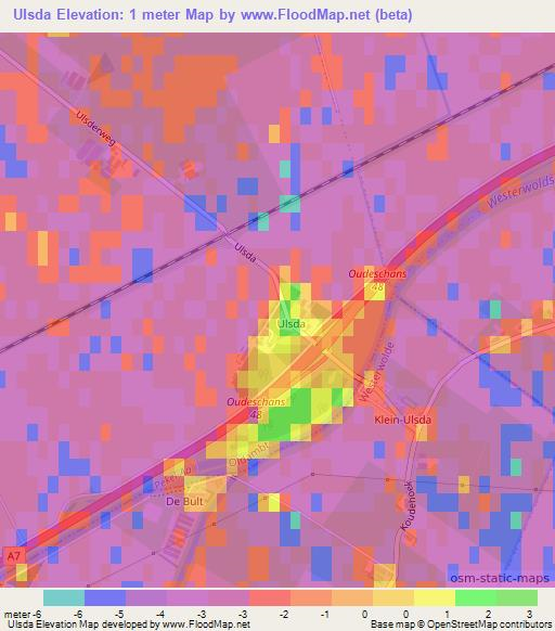 Ulsda,Netherlands Elevation Map