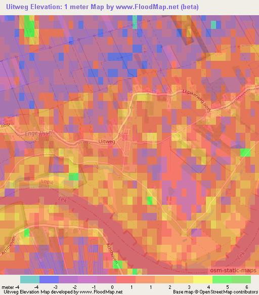 Uitweg,Netherlands Elevation Map