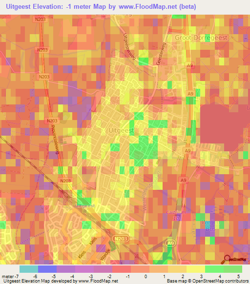 Uitgeest,Netherlands Elevation Map