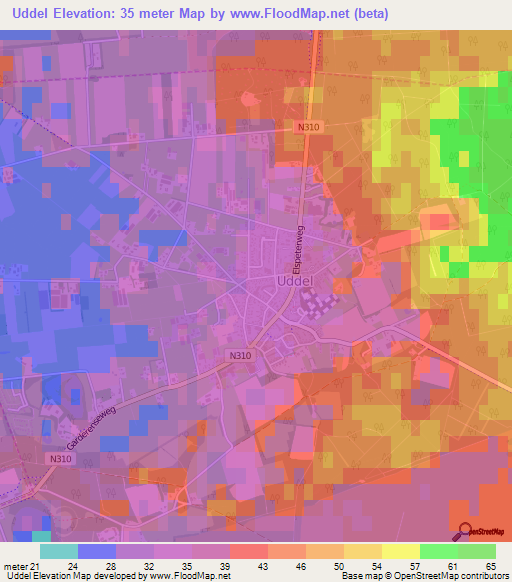 Uddel,Netherlands Elevation Map